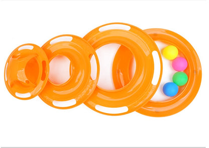 Cat turntable ball toy four-layer cat turntable Can insert funny cat stick puzzle play plate cat turntable track ball