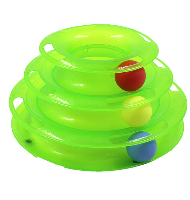 Cat turntable ball toy four-layer cat turntable Can insert funny cat stick puzzle play plate cat turntable track ball