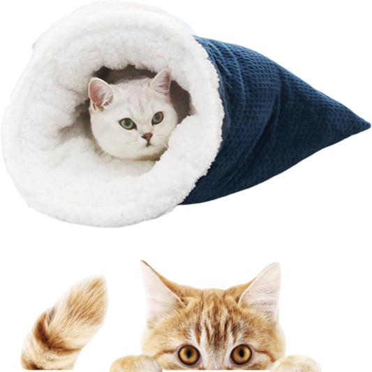 Cat Winter Sleeping Bag, Cat Crinkle Sack Removable Cat Bag For Sleeping 360  Warm Semienclosed Cat Sleeping Bag Bed With Cave For Cats Up To 6kg