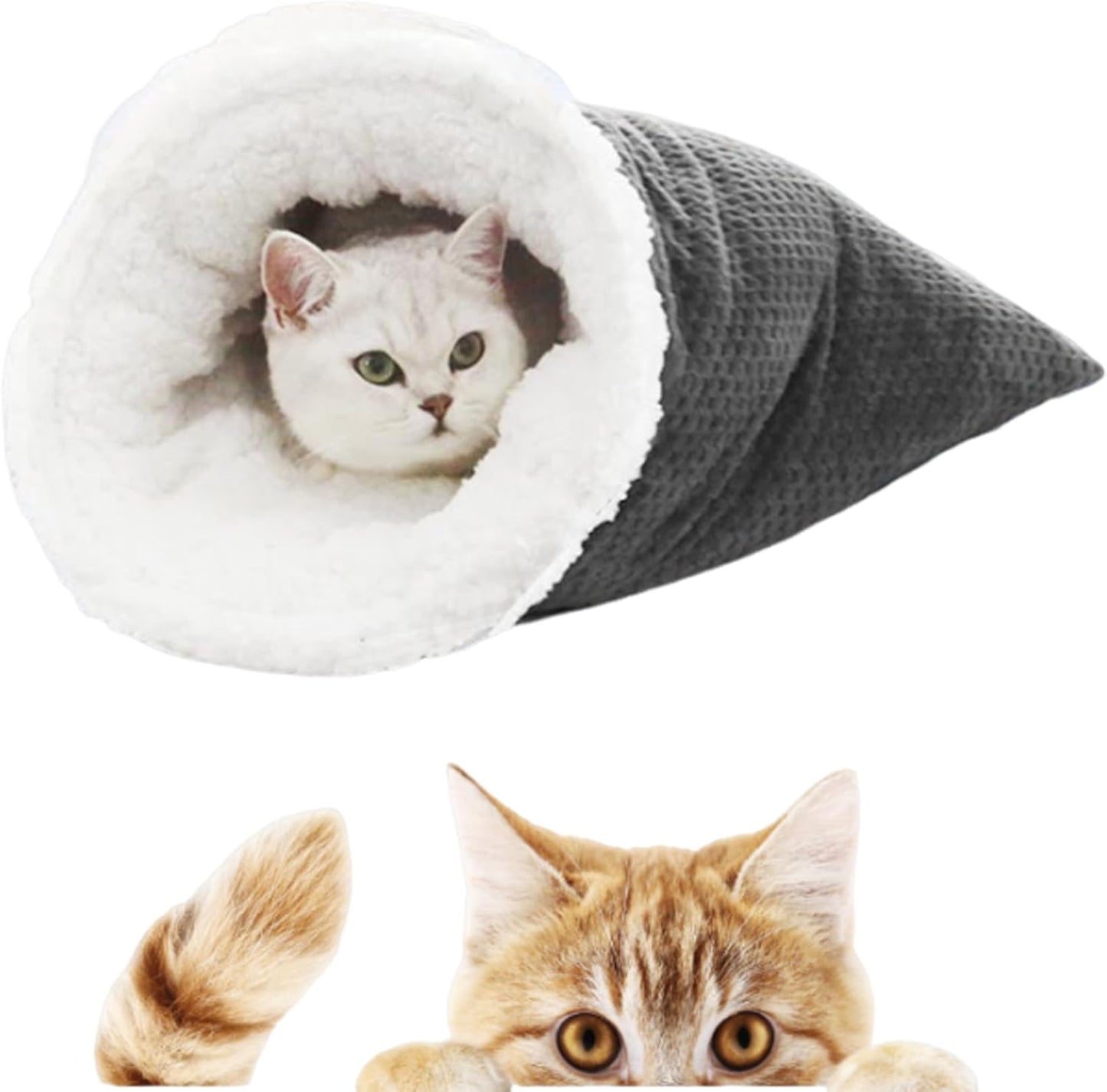 Cat Winter Sleeping Bag, Cat Crinkle Sack Removable Cat Bag For Sleeping 360  Warm Semienclosed Cat Sleeping Bag Bed With Cave For Cats Up To 6kg